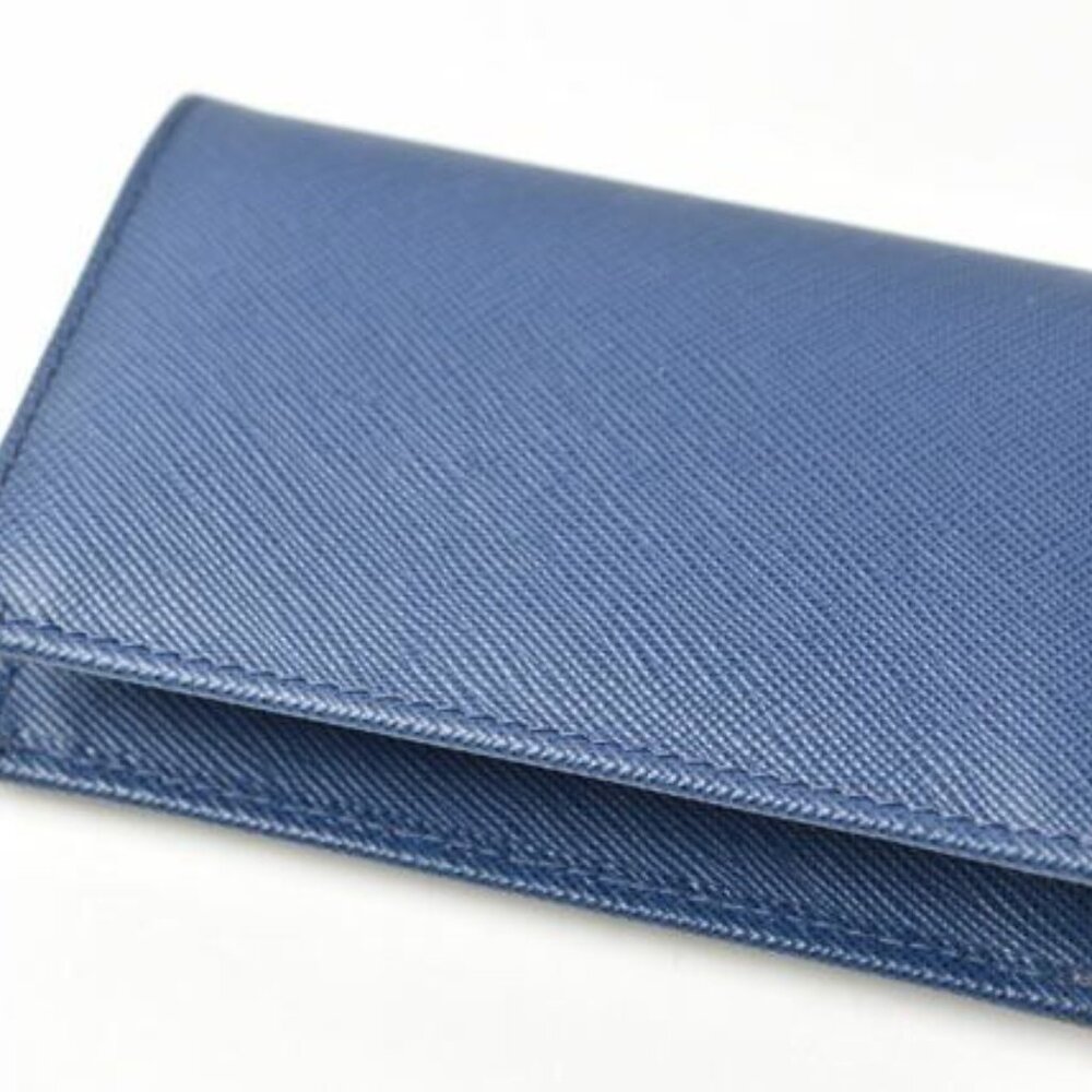 Prada Card Case Business Card Holder Saffiano Metal Bluette Blue 1 M0945 - Picture 6 of 7